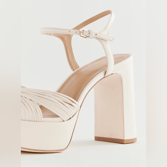 Reformation Petra Platform Sandal Heels Almond Size 8 - Picture 4 of 9